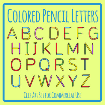 Colored Pencils Capital Letters / Uppercase Alphabet Clip Art / Clipart Set
