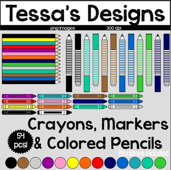 Crayons, Markers and Colored Pencils Clipart