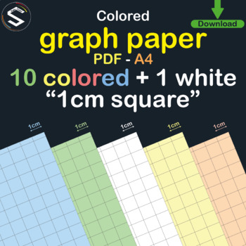 Preview of Colored Squared Graph Paper (1cm Grid). For Math, Science, Writing, and Drawing.