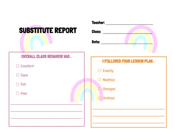 Preview of Colored Substitute Report/Daily Report