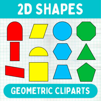 Preview of Colorful 2D Geometric Shapes Cliparts - Printable Graphics - Commercial Use