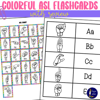 Colorful ASL Flashcards by Dressed in Sheets | TPT