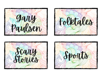 Preview of Colorful Abstract Classroom Library Labels