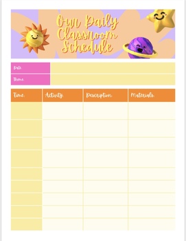 Preview of Colorful Aesthetic Elementary School Daily Classroom Schedule for Teachers