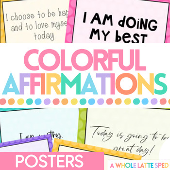 Preview of Colorful Affirmation Classroom Decor Posters