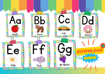 Colorful Alphabet Flashcards by Pammy Stuff | TPT