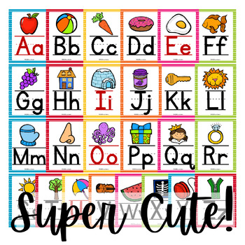 Bright Alphabet Posters for the Early Elementary Classroom | TPT