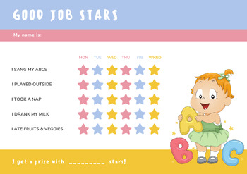 Preview of Colorful Alphabet Toddler Reward Chart