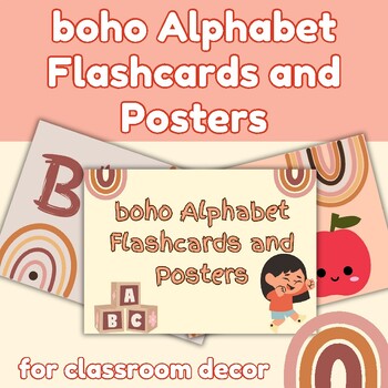 Preview of boho Alphabet Flashcards and Posters for classroom decor