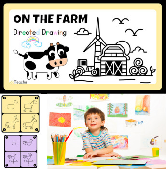 Preview of Colorful Animals On the Farm Directed Drawing Art