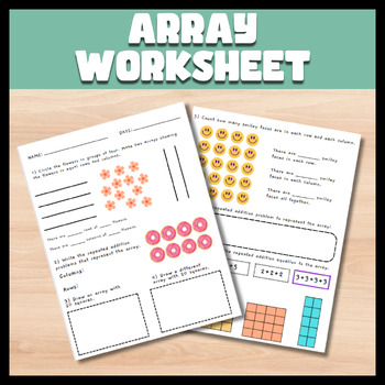 Preview of Colorful Array Worksheet w/ Repeated Addition