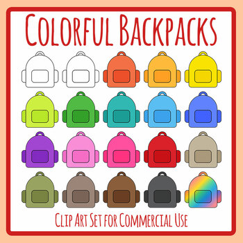 Backpack Cliparts, Back to School Bag Clip Arts, Colorful Backpacks Clip  Arts
