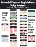 Colorful Bilingual (French and English) Place Value Displa