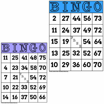 Colorful Bingo Sheets by Jennifer Olson Educational Resources | TPT