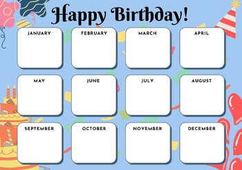 Colorful Birthday Chart by The Magic Key Academy | TPT