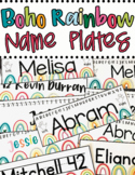 Colorful Boho Rainbow name plates with number line & alpha