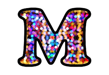 Preview of Colorful Bokeh Bulletin Board Letters, Numbers and Symbols, Celebration Decor