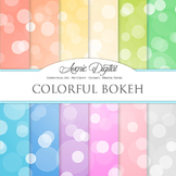 Colorful Bokeh Digital Paper spotty sparkle light circles 