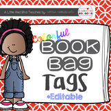 Colorful Book Bag Tags {Editable}