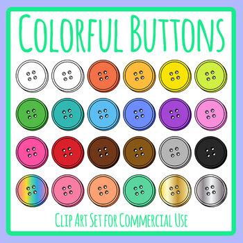 Colorful Buttons - Sewing / Craft Buttons with Four Holes Clip Art