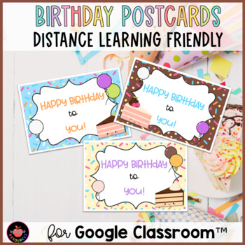 Colorful Cake Birthday Postcards | Distance Learning | Digital Version ...