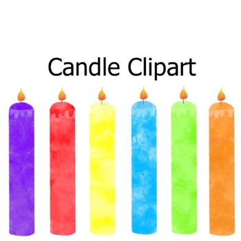 Colorful Candle Clipart, Birthday Clipart by Brick Red Bard