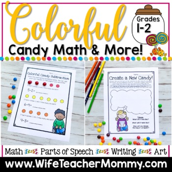 Preview of Colorful Candy Math Activities & More for 1st and 2nd Grade