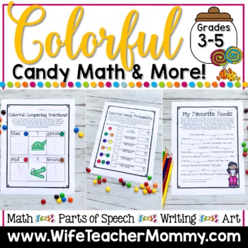 Preview of Colorful Candy Math Activities & More for 3rd, 4th, 5th Grade