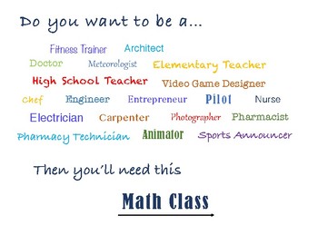 Preview of Colorful Careers that Need Math Poster