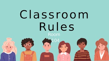 Preview of Colorful Cartoon Classroom Rules Presentation for Students