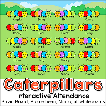 Preview of Colorful Caterpillars Theme Attendance Chart for All Interactive Whiteboards