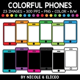 Colorful Cell Phone Clipart + FREE Blacklines - Commercial Use