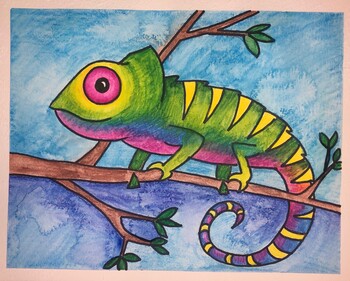 Colorful Chameleon: A Step By Step Drawing & Painting Art Project Lesson Outline