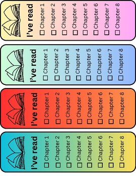 Colorful Chapter Tracker Bookmarks- 6,8,10 Chapters by Isabelle Ives