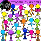 Colorful Characters Stick Figure Clipart {Simple People Clipart}