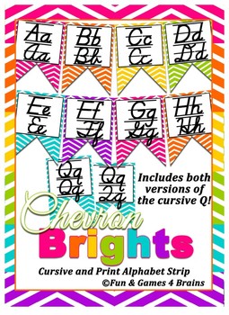Preview of Colorful Chevron themed print and cursive Alphabet banner