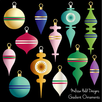 Colorful Christmas Ornaments Digital Clipart | TpT