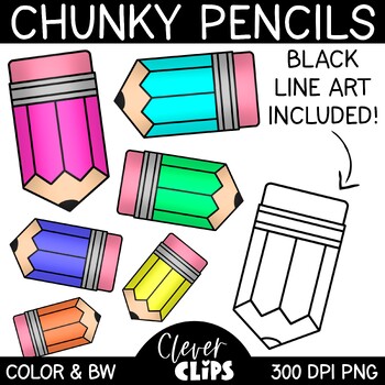 Chunky Color Pencil Clip Art Set