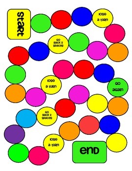 Colorful Circle Game Board by Fluttering Through the Common Core K - 3