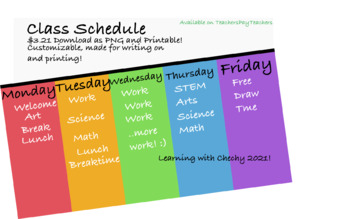 Preview of Colorful Class Schedule (Monday - Friday) Customizable and Printable!