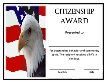 Preview of Colorful Classroom Citizenship Award