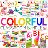 Rainbow Classroom Decor Bundle with Colorful Posters and R