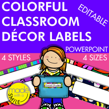 Preview of Colorful Classroom Decor Labels (Editable PowerPoint)