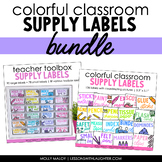Colorful Classroom Supply Labels with Pictures BUNDLE | Te