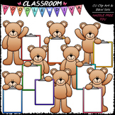 Colorful Clipboard Teddy Bears - Clip Art & B&W Set