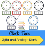 Colorful Clock Face / Digital and Analog "Blank"