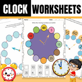Colorful Clock Worksheets - reading and Writing time clock