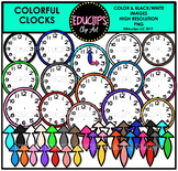 Colorful Clocks Clip Art Bundle {Educlips Clipart}