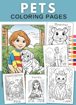 Preview of Colorful Companions: Pets Coloring Pages for Animal Lovers of All Ages.