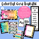 Colorful Cow Bundle:ABC posters, schedule cards, binder co